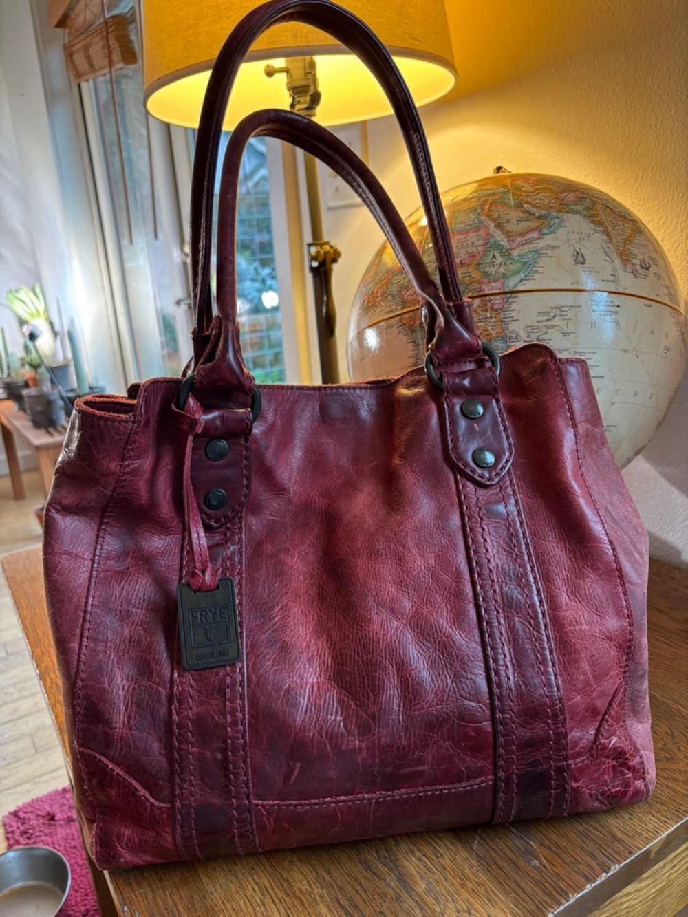 Frye Red Leather Tote Bag - Picture 2 of 8